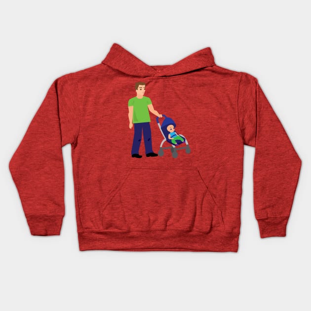 Dad with stroller Kids Hoodie by holidaystore